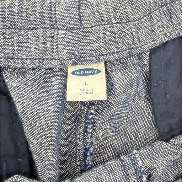 Old Navy Womens Linen Blend Jogger Pants Blue Heathered Drawstring Large - Picture 3 of 9